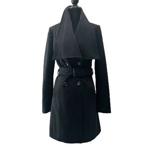 Ricki’s Wool Blend Wrap Coat Double Breasted Belted Black Size XS